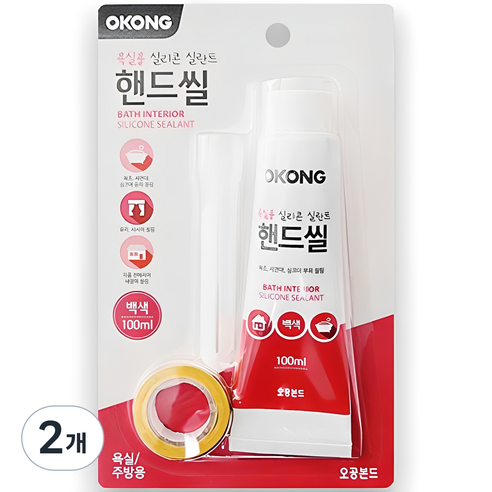 오공 욕실용 핸드씰 100ml 백색, 2개