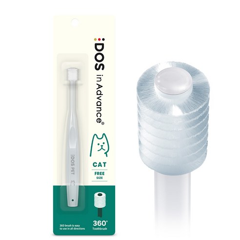 DOS 인어드밴스 고양이 360 칫솔, 화이트, 1개