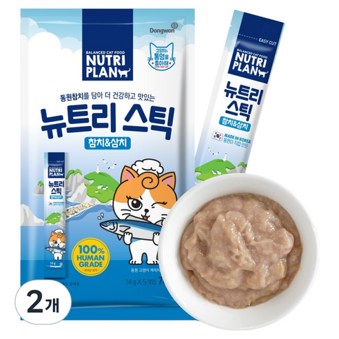 동원뉴트리플랜 고양이 뉴트리 스틱, 혼합맛(참치/삼치) × 70g × 2개