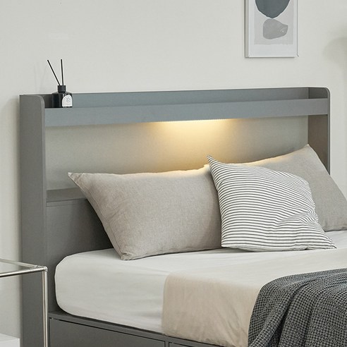 퍼리든 엔클라 LED 3단 서랍 침대 프레임 후기 분석 - LED 헤드 보드 디테일