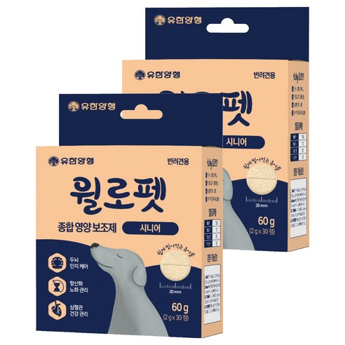 윌로펫 반려견 종합영양보조제 시니어 케어, 2개, 30정