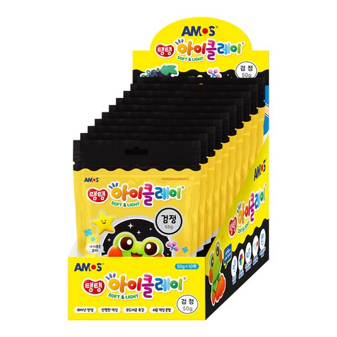 아모스 탱탱 아이 클레이 파우치 10p, 검정, 50g, 10개
