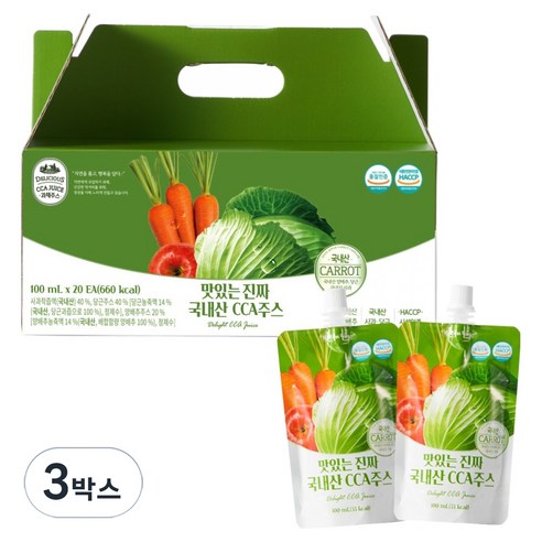 유기농마루 정품 맛있는 진짜 국내산 CCA 주스, 2L, 3박스