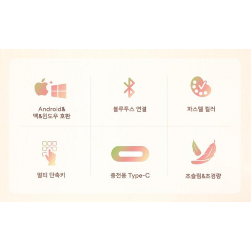 PLEIGO 무선 저소음 휴대용 파스텔 슬림 블루투스 키보드 이미지 2