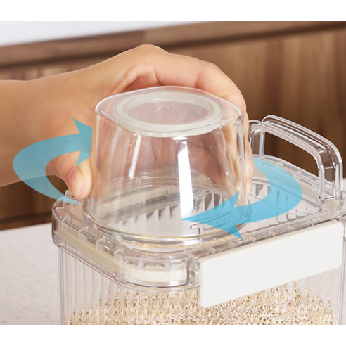 달팽이리빙 퀴진드마망 밀폐 잡곡통 1800ml 후기 분석 - 뚜껑 밀폐 구조 디테일