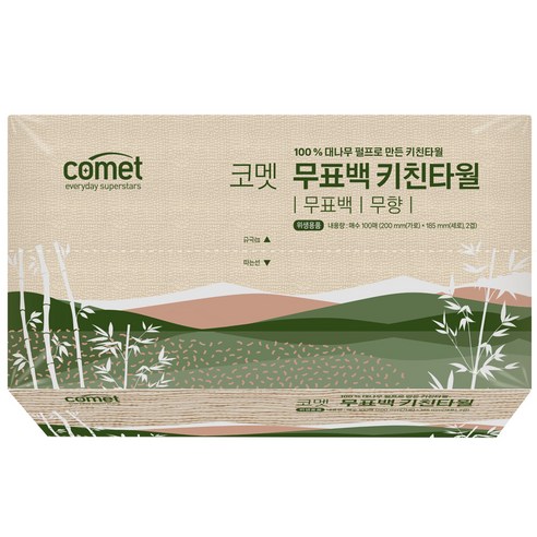 코멧 뽑아쓰는 무표백 천연펄프 키친타월 100매, 6개 이미지 4