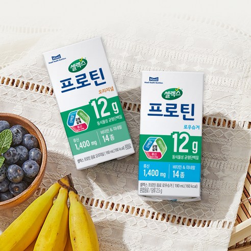 셀렉스 프로틴 오리지널, 190ml, 24개 후기 분석 - 패키지 뒷면 영양 정보 상세