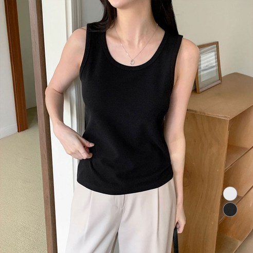 아피나르 여성용 와플 U넥 민소매 탑 티셔츠