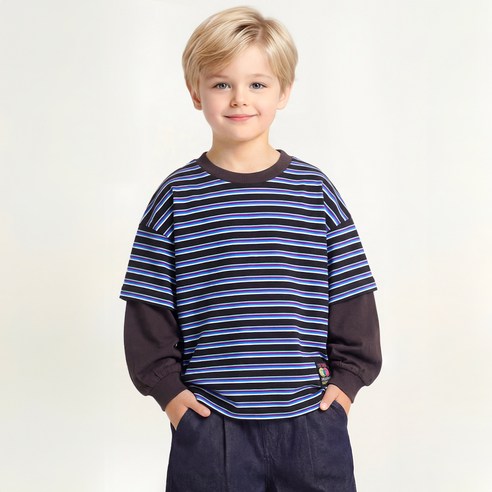 앤디애플 아동용 넘버원 스트라이프 레이어드 티셔츠