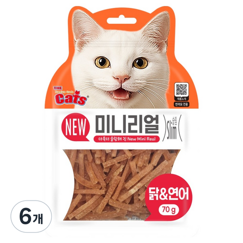 더캣츠 고양이 미니리얼 육포, 6개, 70g, 닭+연어