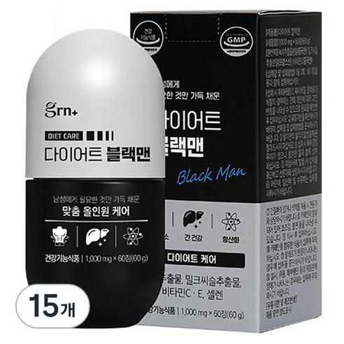 GRN 다이어트 블랙맨 60g, 60정, 15개