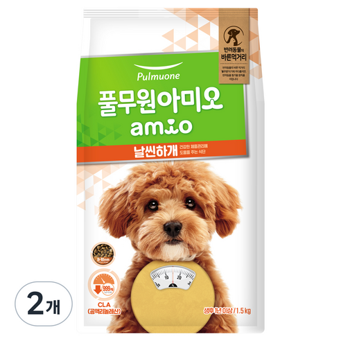 풀무원아미오 강아지 날씬하개 사료, 다이어트(체중감소), 1.5kg, 2개