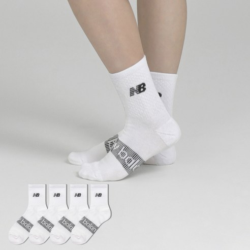 뉴발란스 메쉬 로고 쿠션 중목 양말 4켤레