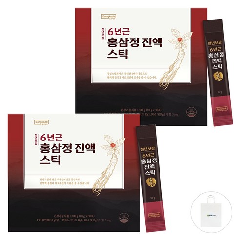동국제약 천년보감 6년근 홍삼정 진액 스틱 + 쇼핑백, 30회분, 2개