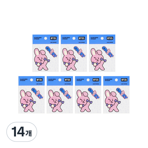 라인프렌즈 BT21 클리어 데코 스티커 2탄, 쿠키, 14개