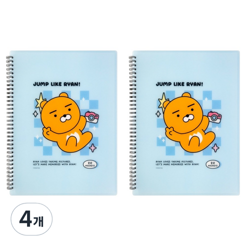 카카오프렌즈 세이치즈 스프링 클리어 파일, 4개, 라이언