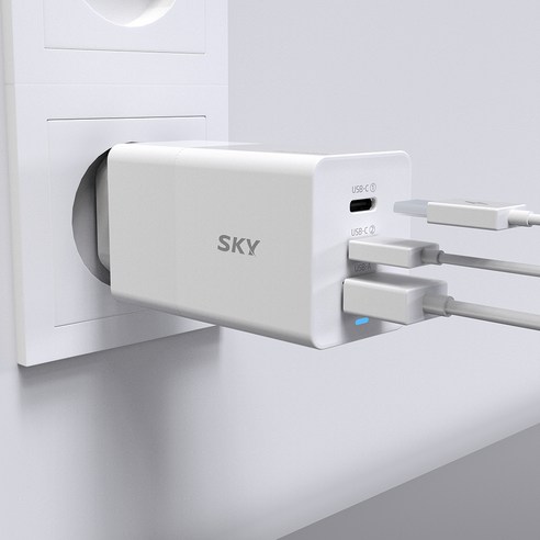 SKY Fiil GaN65S PD3孔快充充電器ZX-3U10T, 白色, 1個- 充電器| 酷澎