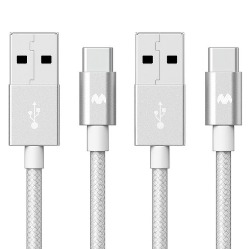 구스페리 C타입 to USB 고속충전 케이블, 실버, 2m, 2개