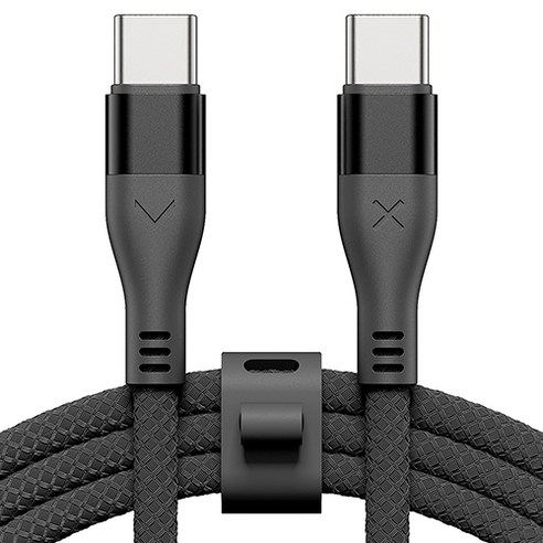 빅쏘 우븐 패브릭 단선방지 USB C to C 타입 PD 60W 고속 충전 아이폰 갤럭시 케이블, 1개, 블랙, 2m
