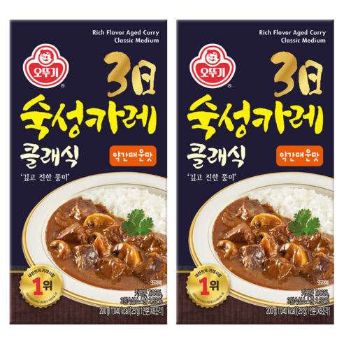 오뚜기 3일 숙성카레 클래식 고형 약간매운맛, 200g, 2개