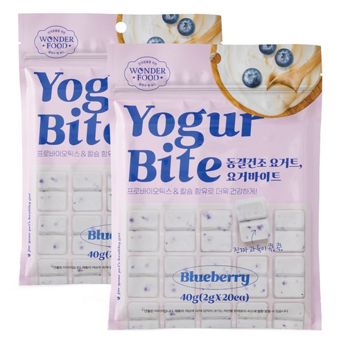원더푸드 반려동물 요거 바이트 동결건조간식 20p, 블루베리, 40g, 2개