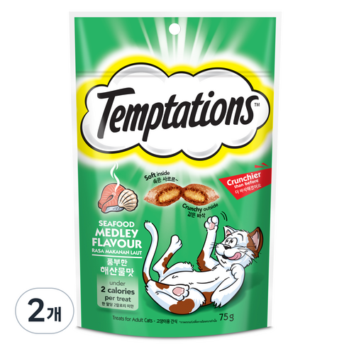 템테이션 고양이 스낵, 해산물맛, 75g, 2개