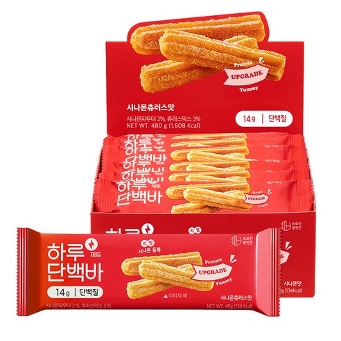 프로틴방앗간 하루단백바 제트 시나몬츄러스맛 40g, 12개 맛있게 먹은 솔직 후기 - 상품 이미지 1