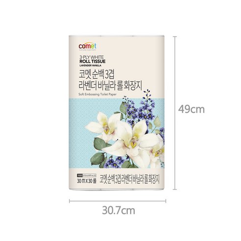 코멧 순백 3겹 라벤더 바닐라 롤화장지 후기 분석 - 제품 대용량 구성