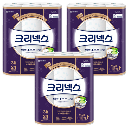 크리넥스 데코 앤 소프트 수딩플러스 천연펄프 3겹 고급롤화장지 솔직 후기 | 실사용자 리뷰 분석 썸네일