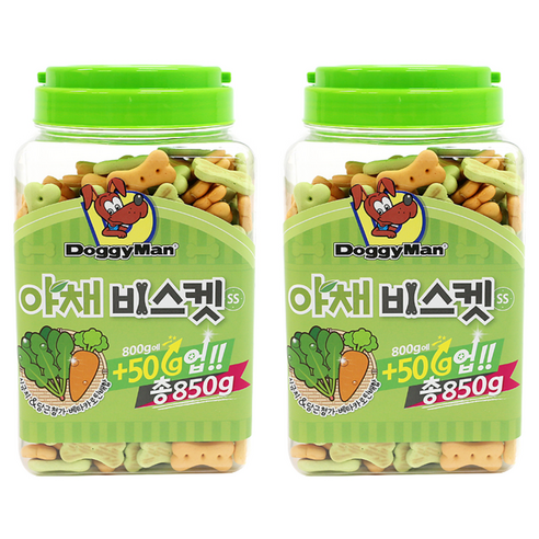 도기맨 강아지 비스킷 SS, 야채맛, 850g, 2개