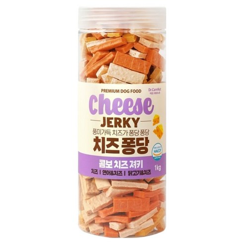 닥터케어누트 강아지 치즈 영양가득 대용량 퐁당 져키, 1개, 1kg, 혼합맛(연어/닭/치즈)