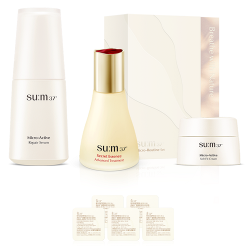 숨37도 리페어 세럼 50ml + 시크릿 에센스 30ml + 소프트 핏 크림 10ml + 파우더 워시 5p 마이크로 루틴 세트, 1세트
