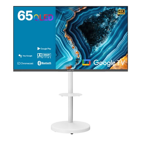 익스프레스럭 와이드뷰 4K UHD QLED 구글 스마트 TV + 이동식 화이트 스탠드, 165cm(65인치), EKW651QA, 165cm(65인치), 방문설치