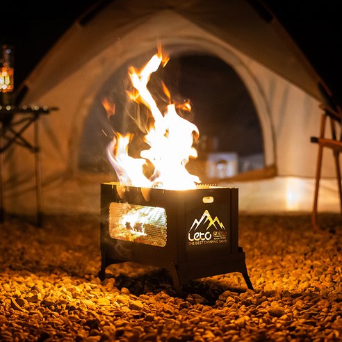 레토 접이식 불멍 프리미엄 화로대 후기 분석 - 그릴 사용 시 조리 모습