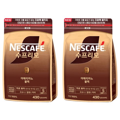 네스카페수프리모 아메리카노 블랙 원두커피믹스, 430g, 1개입, 2개