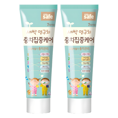 라이온 키즈세이프 충치 집중케어 치약, 60g, 2개