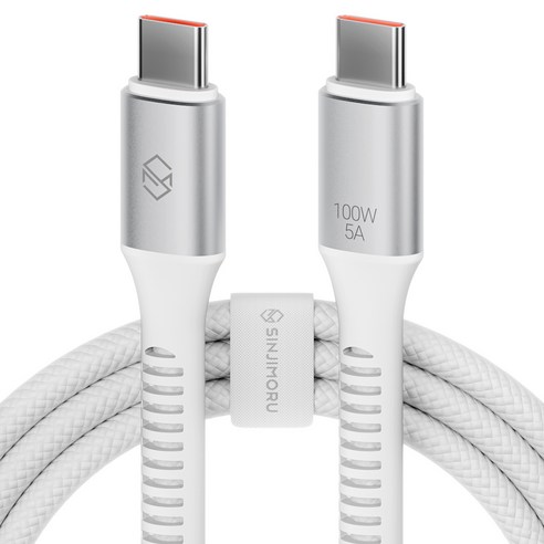 신지모루 C타입-C타입 우븐 100W PD 초고속 충전 케이블, 1m, 화이트, 1개