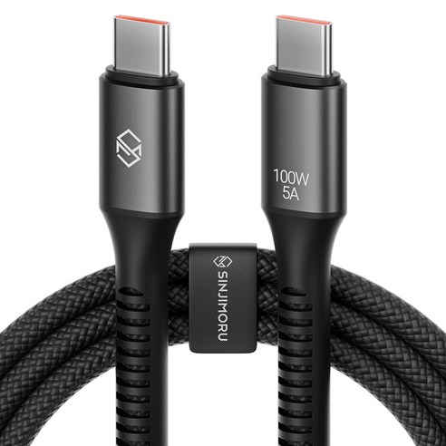 신지모루 C타입-C타입 우븐 100W PD 초고속 충전 케이블, 2m, 블랙, 1개