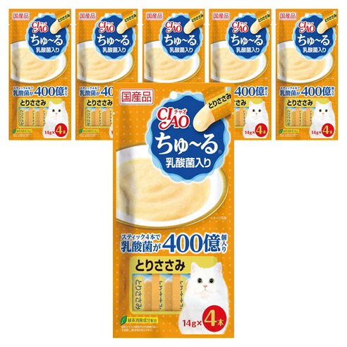 챠오츄르 고양이 짜먹는 간식, 혼합맛(닭가슴살/유산균), 14g, 6개