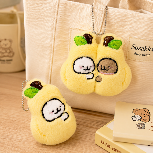 복슬 강아지 커플 인형 키링 2종 x 3p 세트, 화이트, 1세트, 9.5cm