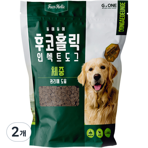 후코홀릭 강아지 인섹트 도그 기능성 사료, 다이어트(체중감소), 2.4kg, 2개