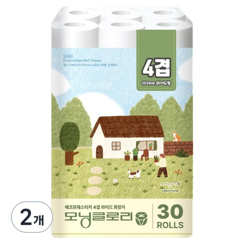 모닝글로리 에코 프레스티지 4겹 화장지, 2개, 30롤, 25m