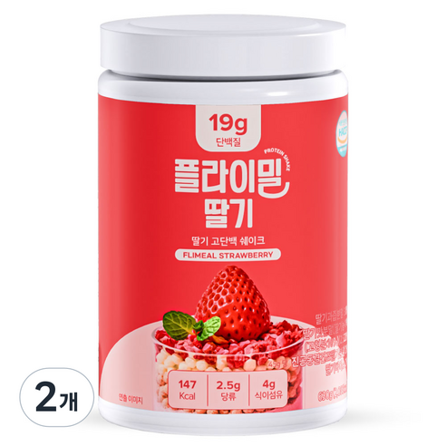 플라이밀 딸기 고단백 단백질 쉐이크, 630g, 2개