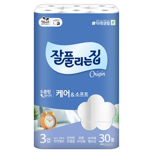 잘풀리는집 케어 앤 소프트 천연펄프 3겹 롤화장지 솔직 후기 | 실사용자 리뷰 분석 - 상품 이미지 1
