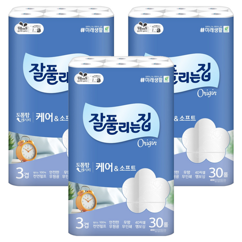 잘풀리는집 케어 앤 소프트 천연펄프 3겹 롤화장지 솔직 후기 | 실사용자 리뷰 분석 - 상품 이미지 1