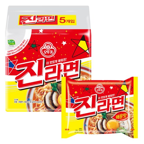 오뚜기 진라면 매운맛 120g, 5개