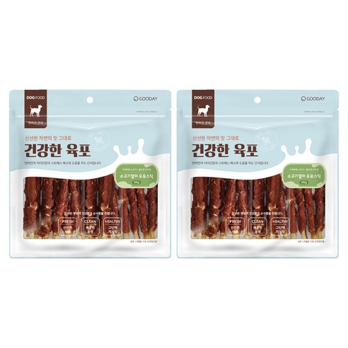 굿데이 강아지 건강한 육포, 소고기말이 우유스틱, 300g, 2개