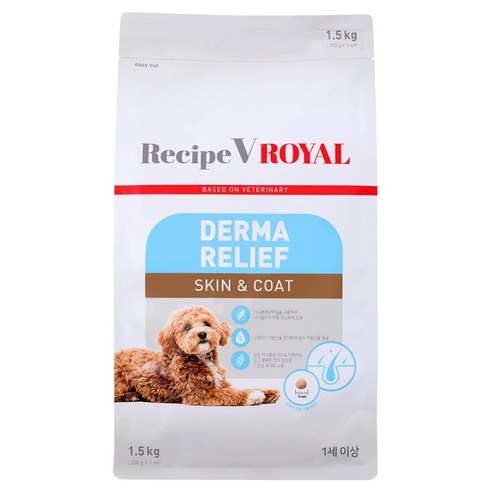 유한양행레시피브이 강아지 로얄 더마 릴리프 기능성 사료, 피부/피모+알러지, 1.5kg, 1개