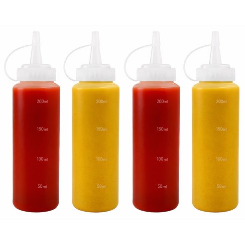 리빙메이커 BPA FREE 잘라쓰는 입구 넓은 말랑타입 소스통, 200ml, 4개