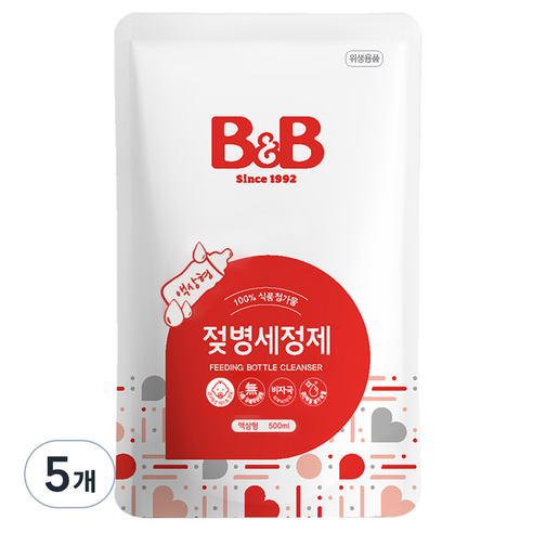 비앤비 젖병세정제 액상형 리필, 500ml, 5개
